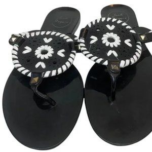 Jack Rogers Women's Georgica Jelly Black White‎ Thong Sandal